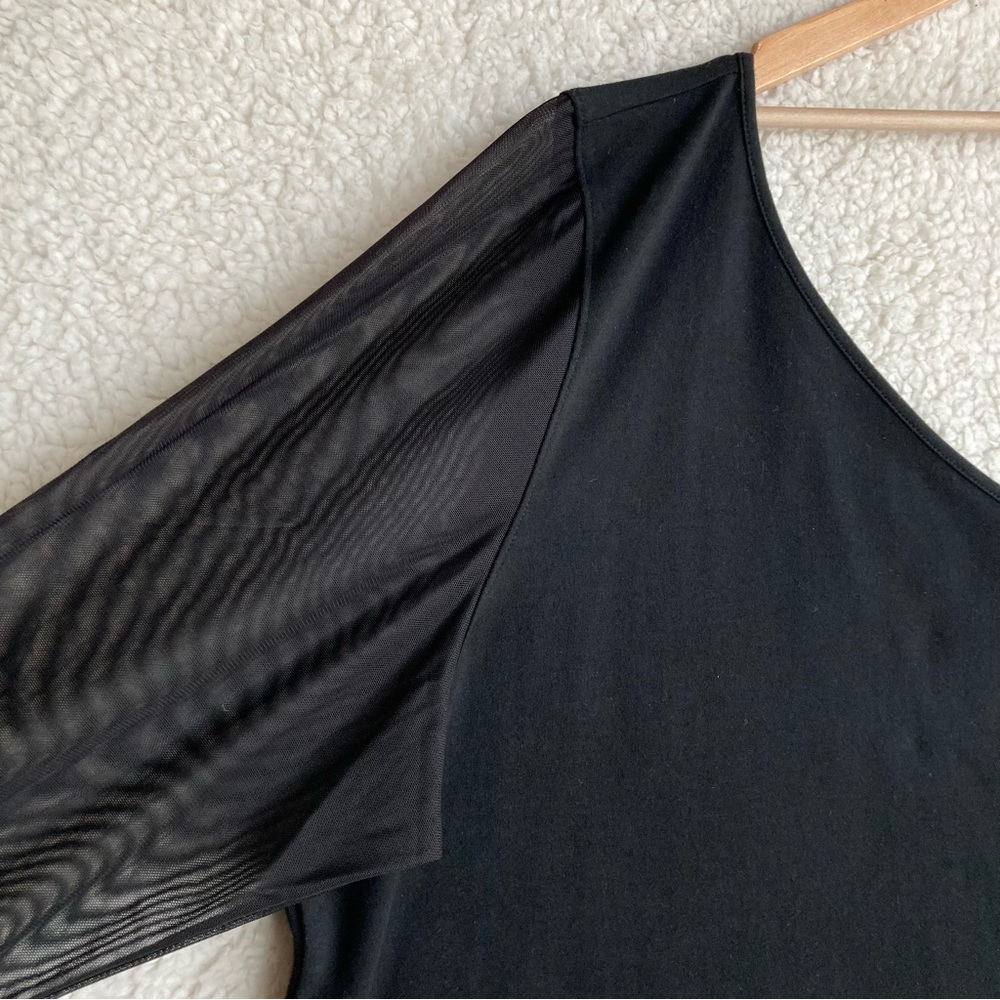NWT Torrid Women's one shoulder sheer mesh sleeve black top, Sz 3X - Picture 8 of 14